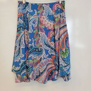 Lauren Ralph Lauren Womens Skirt Sz 10 Lined Floral Paisley Fairy Whimsical